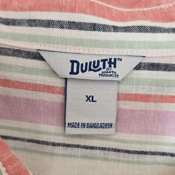 Duluth Trading Co Hemp Organic Cotton Striped Button Down Shirt Womens XL Pink - Picture 6 of 10